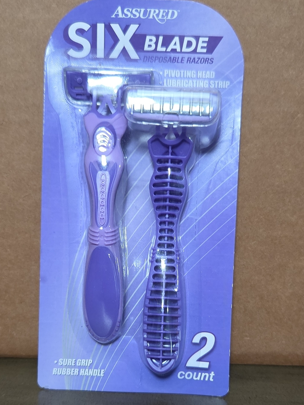 Six Blade Disposable Razors - Purple (2 Count)
